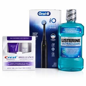 Oral-B iO Series 2 Electric Toothbrush‎ Crest 3D White Listerine Bundle New